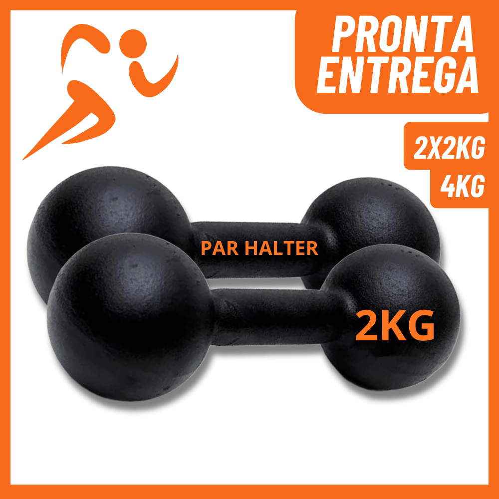 Halteres Bola 2KG Pintado (2 und.) – Ferro Fundido • Academia • Musculação • Fitness • Pronta Entrega