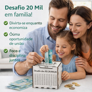 Cofrinho Caixa MDF Desafio 20 Mil 100 Depósitos Organizador de Economia Acompanhe Progresso em Oferta na Shopee