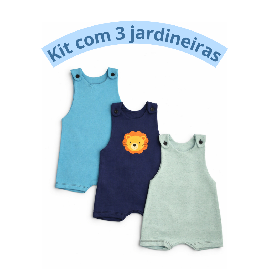 JARDINEIRA MENINO: Kit 3 Jardineiras Bebe Infantil  Sortido  P ao 3