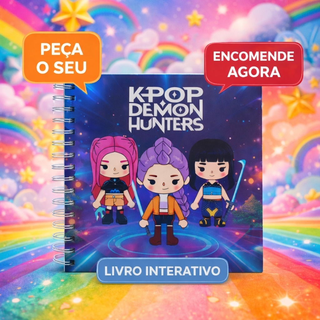 Novo-Livro Interativo de Velcro guerreiras do k-pop, HUNTR/X, lembrancinha guerreiras do k-pop, ESCOLHA ENTRE AS VERSÕES