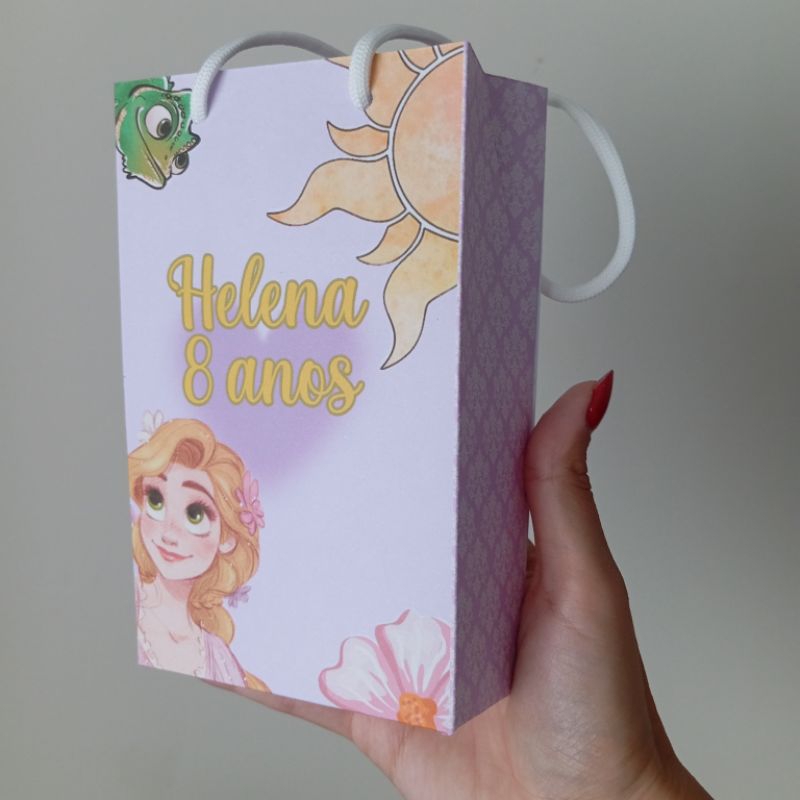 10 | 20 | 30 Sacolinhas Surpresa Lembrancinha Personalizada Enrolados Rapunzel - PEGUE E MONTE - Com Nome e Idade
