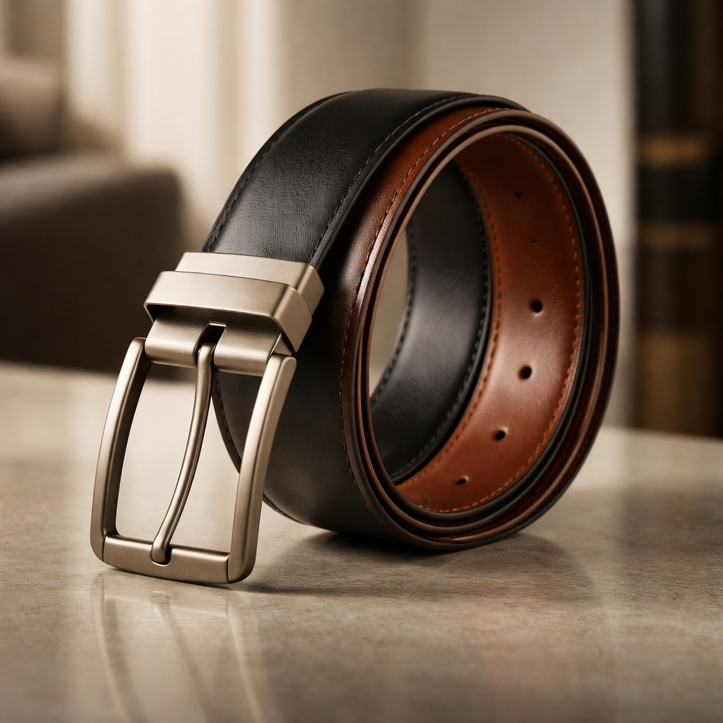 Cinto Masculino Couro Dupla Face 2 em 1 Fivela Giratória Ajustável Social Casual Premium em Oferta na Shopee