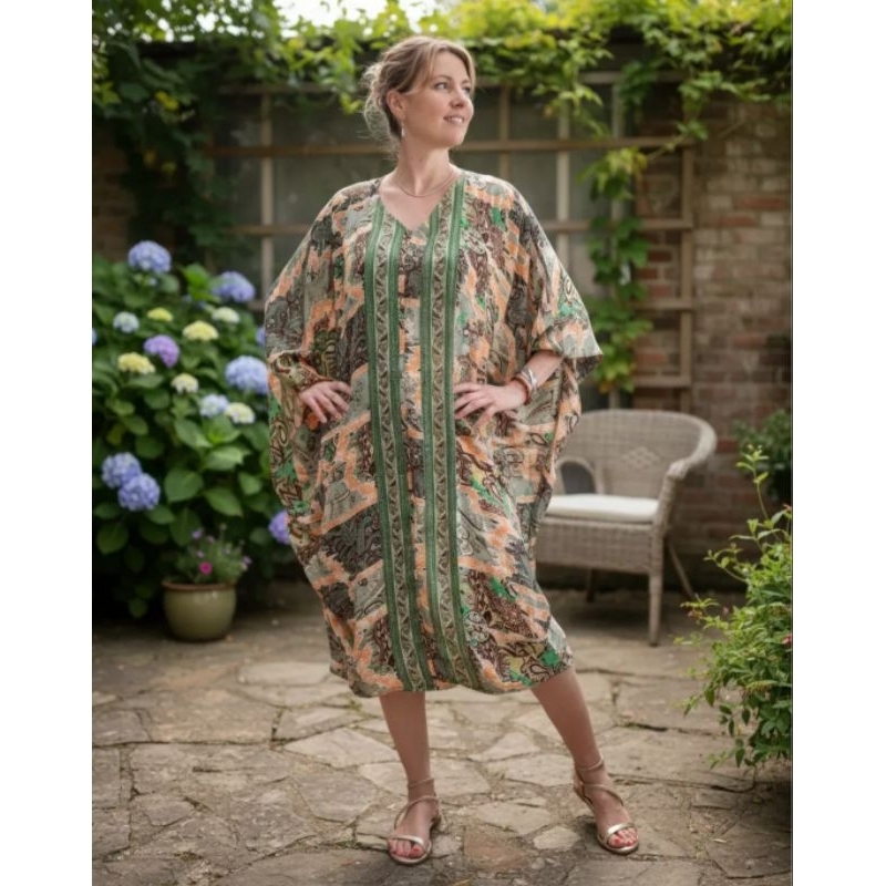 Vestido poncho indiano em seda boho free size veste até 55 importados