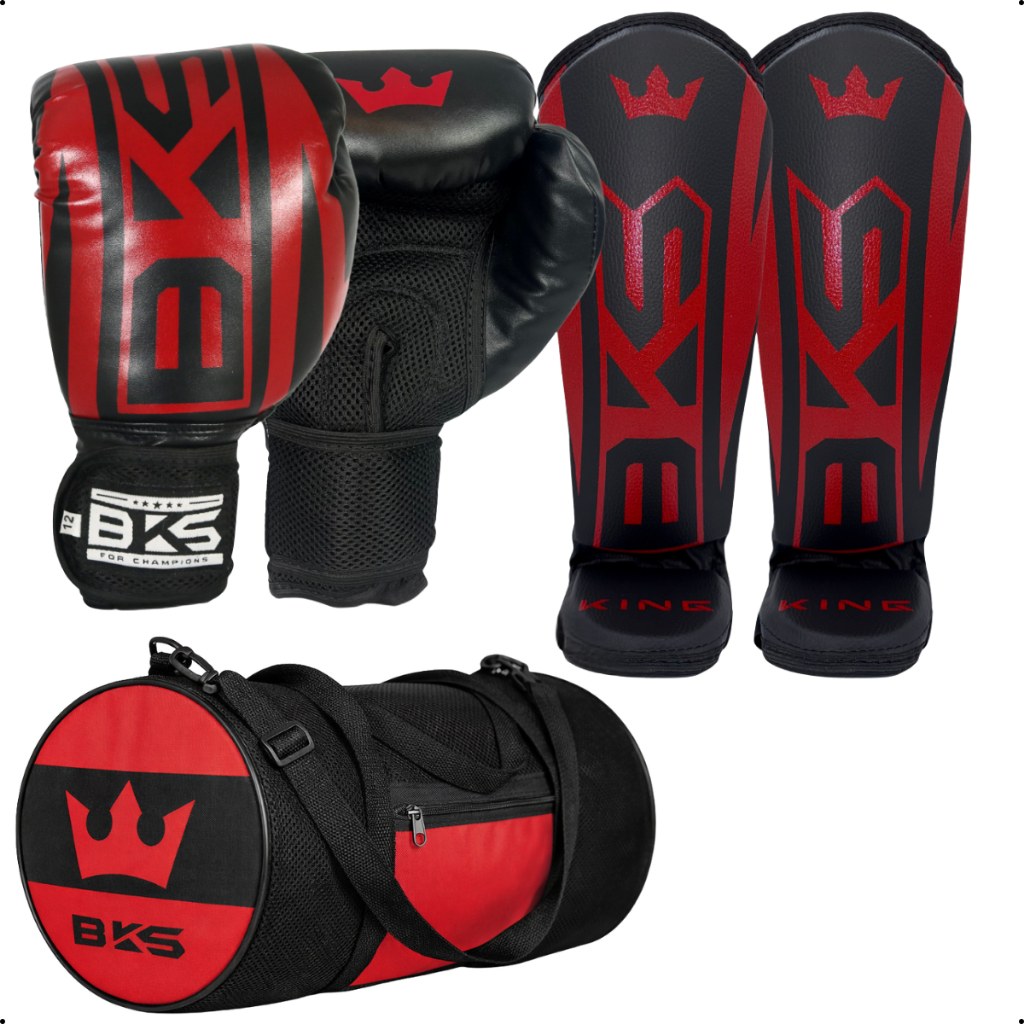 Kit Luva De Boxe Kickboxing Muay Thai + Caneleira + Bolsa Espaçosa Com Bolso