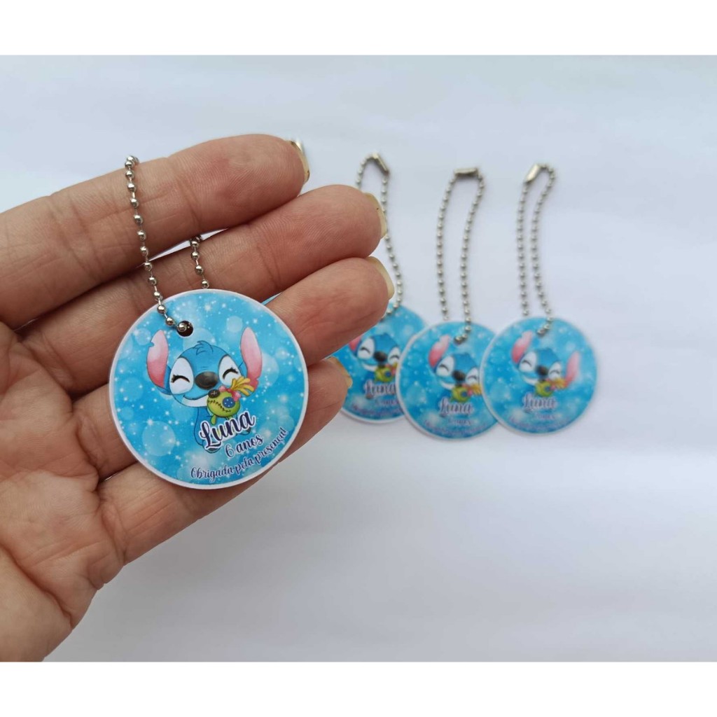 20/30/40/50 Tag 3,5cm Personalizada STITCH com correntinha - Tag para lembrancinha - Tag STITCH