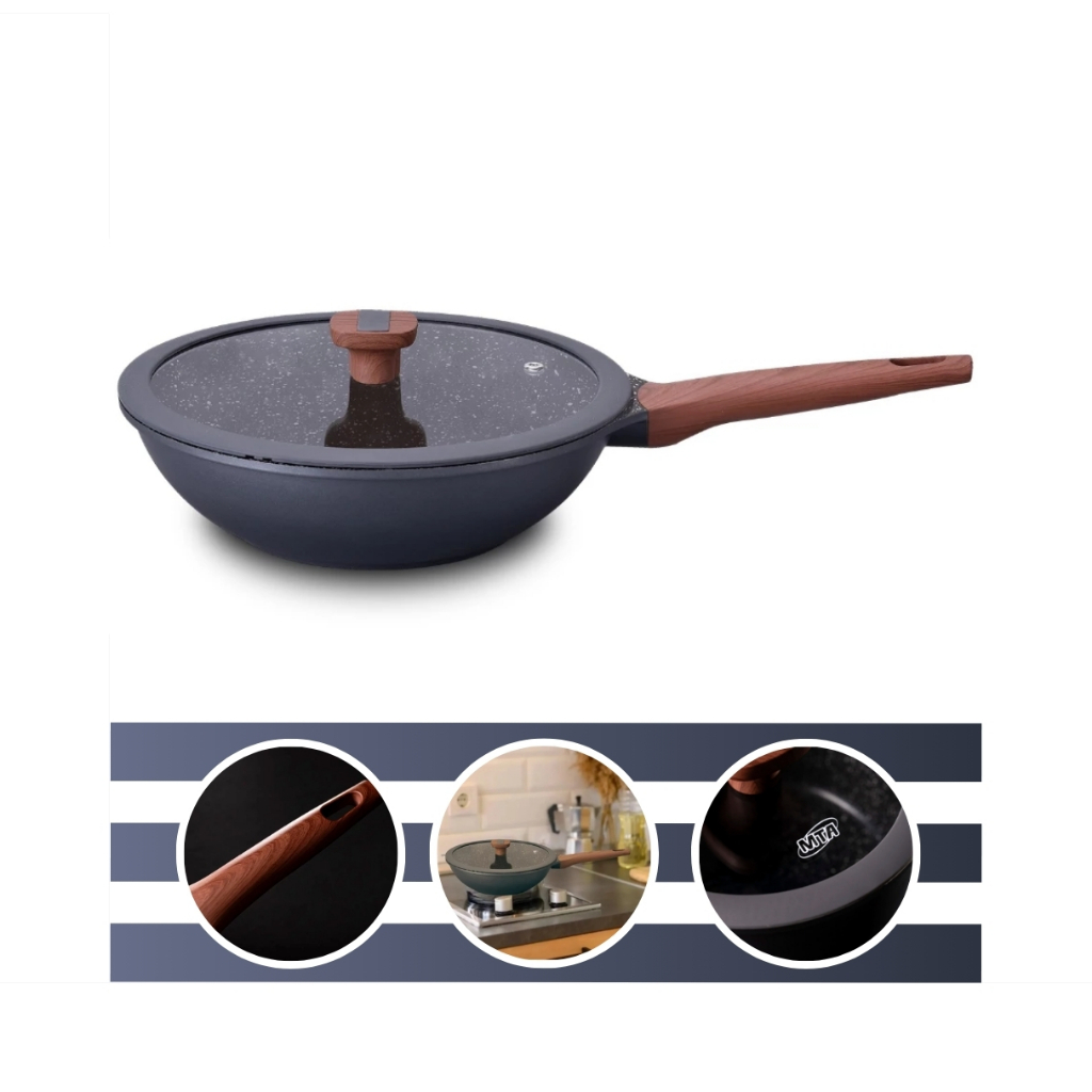 Frigideira Wok Titanium Alumínio Injetado Ceramic Flon 30 cm Capacidade de Até 5,3L MTA em Oferta na Shopee