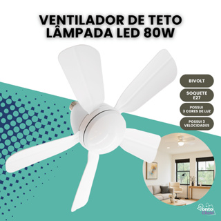 Ventilador de Teto Vt02 Bivolt Com Lâmpada Led E27 em Oferta na Shopee