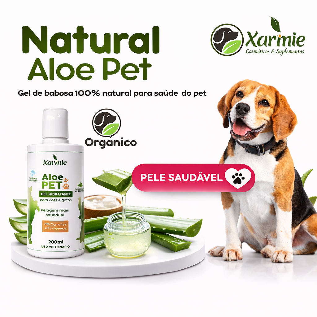 Aloe Pet Gel de Babosa 200g - Alívio de Coceiras, Alergias, Feridas, Ressecamento e Dermatites Cães