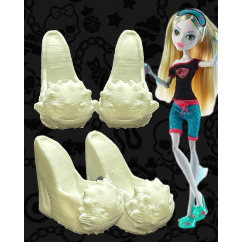 Pantufas Boneca Monster High Lagoona Blue Dead Tired Impressas em 3D