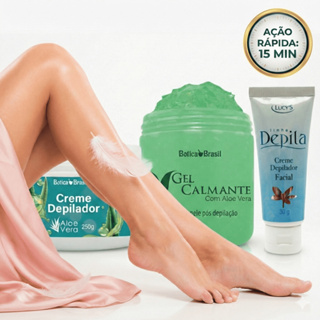 Kit Creme Depilatório Corporal e Facial - Depilação Sem Dor em 15 Minutos - Aloe Vera 250g em Oferta na Shopee