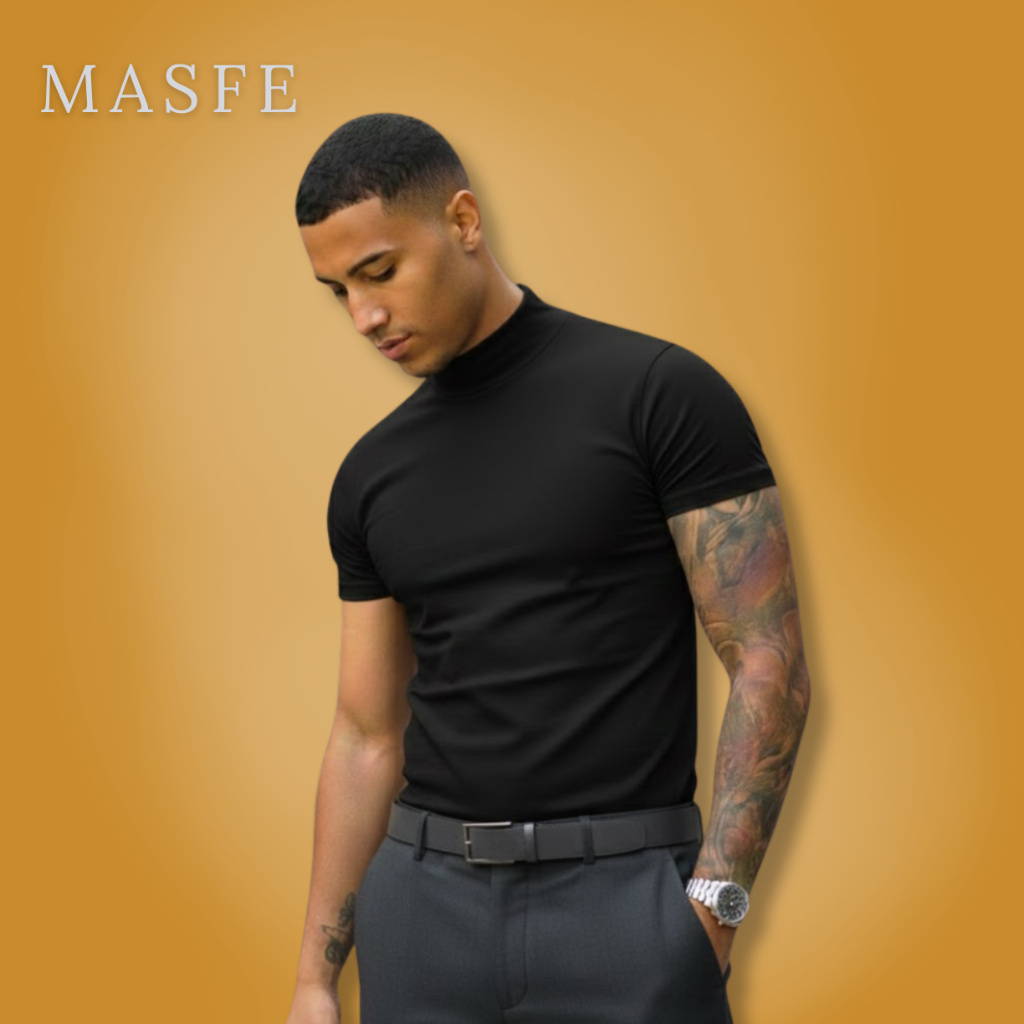 Camiseta Gola Alta Casual Masculina Old money Cacharrel Canelada Alfaiataria e Esporte Fino
