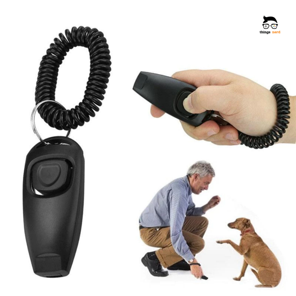Clicker E Apito Ultrassônico Pet Adestramento 2 Em 1 Com Pulseira Treinamento Cachorro Cães Filhotes