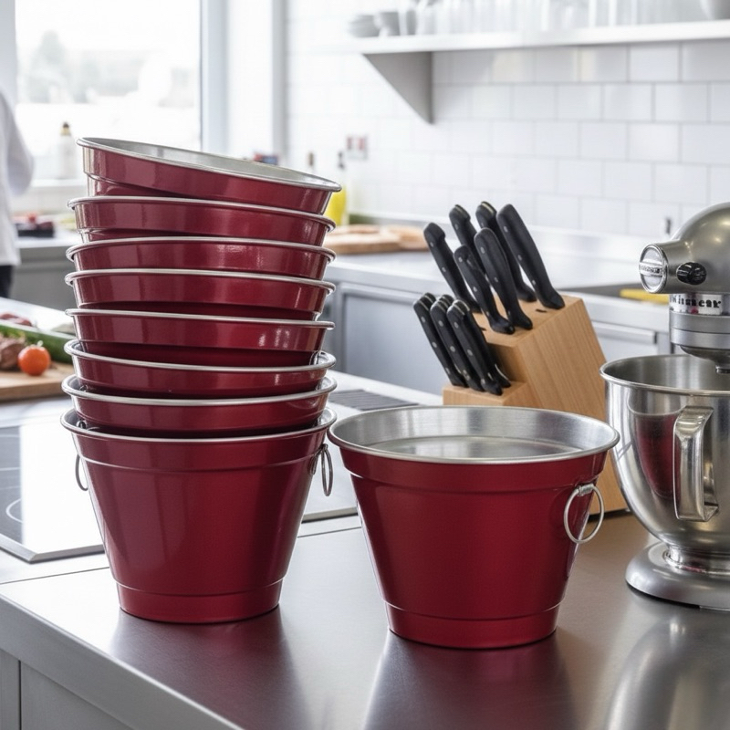 Kit 10 Baldes de Gelo de 7 litros Vermelho Verniz e Polido