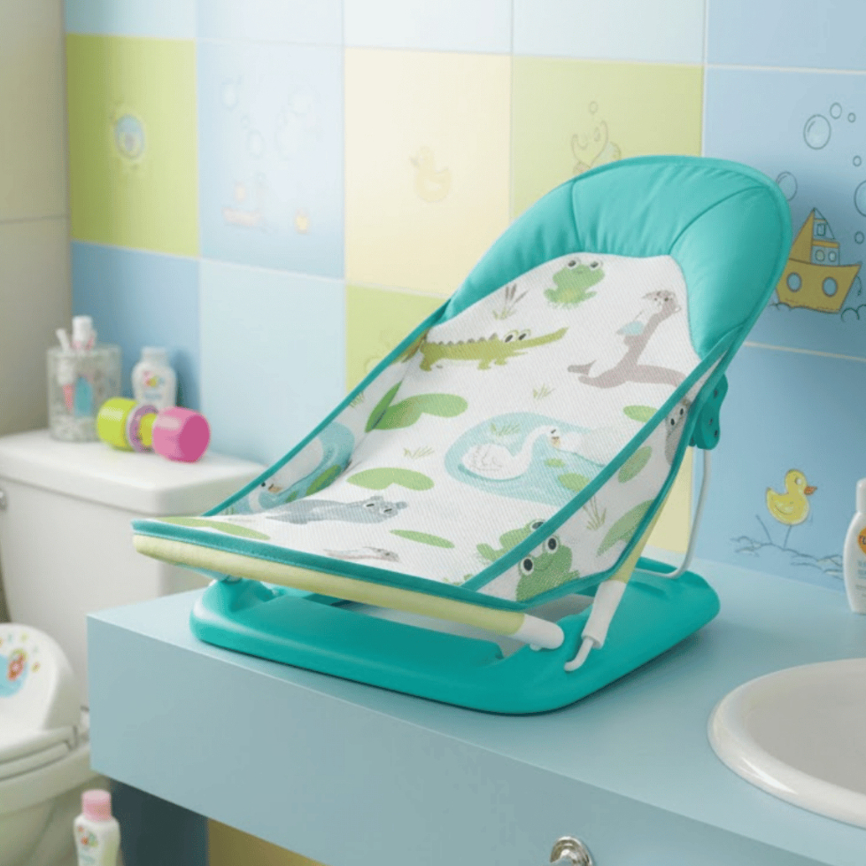Cadeira de Balanço Para Bebê Assento Suporte de Banho Infantil Deluxe - Verde