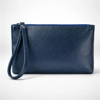 Necessaire Feminina Pequena Alça de Mão Couro Bovino Legitimo Azul Café Preta Road Seven em Oferta na Shopee