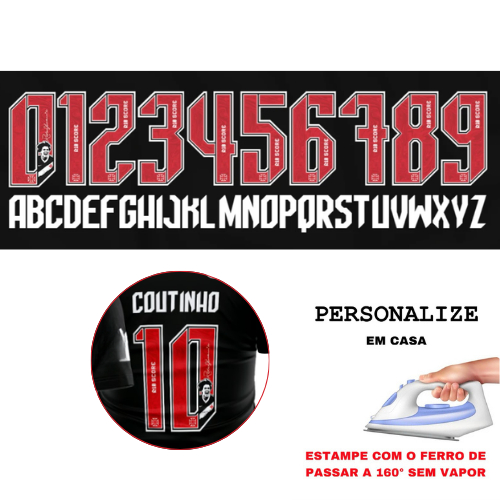 Personalização Nome e Número Termocolante Para camisa de time