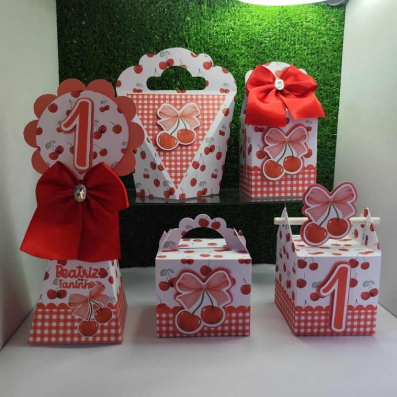 Kit Personalizados caixinhas CEREJINHA/Lembrancinhas /aniversário- Festa PEGUE E MONTE