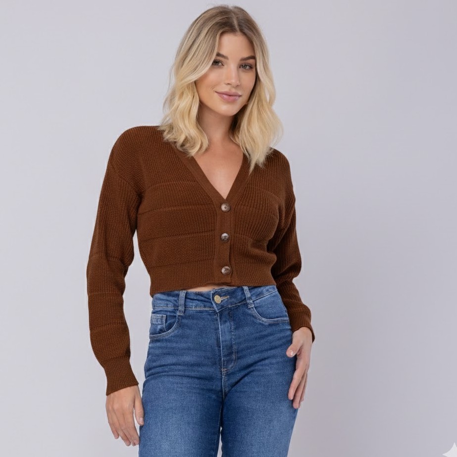 Casaco Feminino Curto em Tricot Tipo Lã Casaquinho Casaqueto Blusa de Frio P M G Veste Plus Size