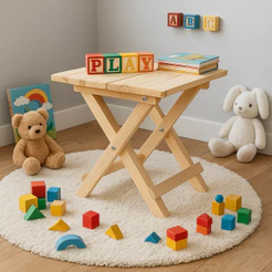 Mesa Dobrável Madeira Decoração Quarto Infantil Brinquedoteca 40x40x40