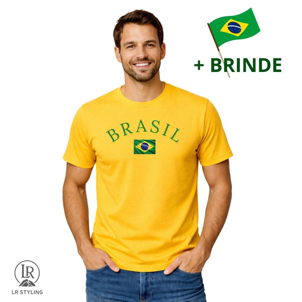 Camiseta do Brasil Adulto e Infantil Unissex 100% Algodão Premium Copa do Mundo