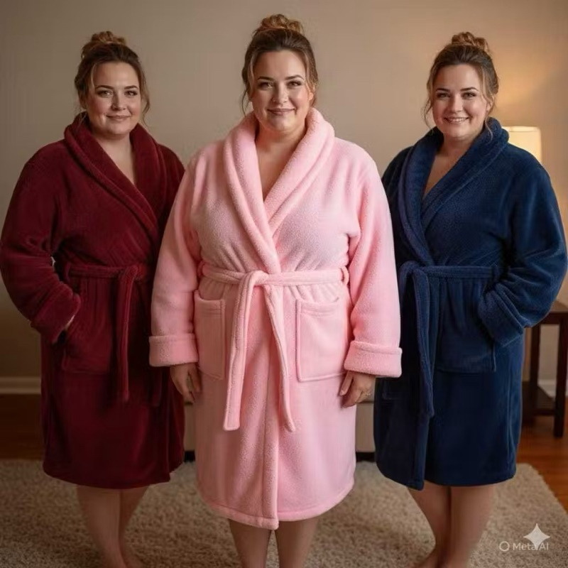 Roupão Unissex LONGO PLUS SIZE, 100% Microfibra C Bolso Adulto Várias cores Design Lindo elegante
