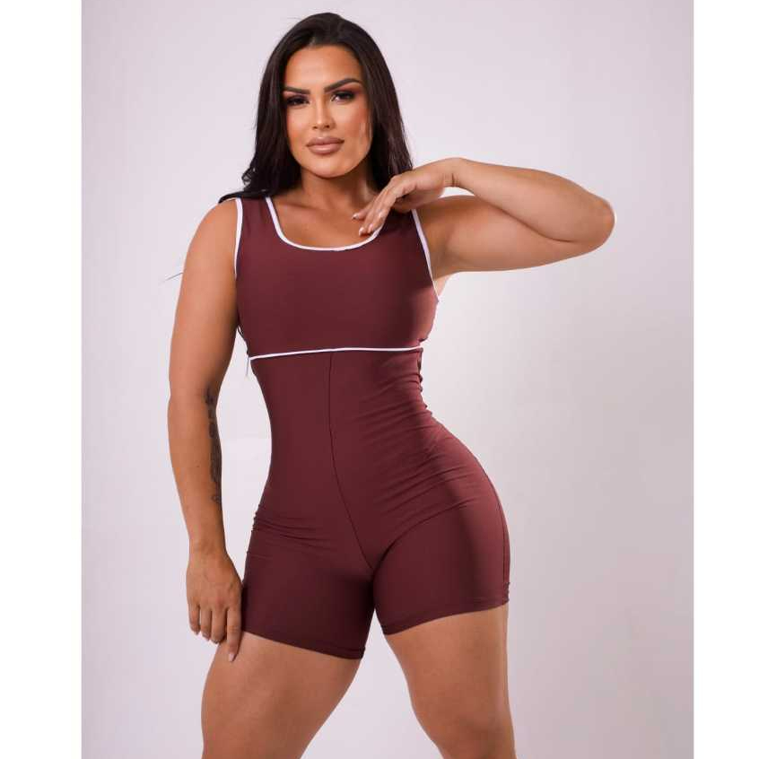 Macaquinho Feminino Fitness Curto Roupa de Academia Treino