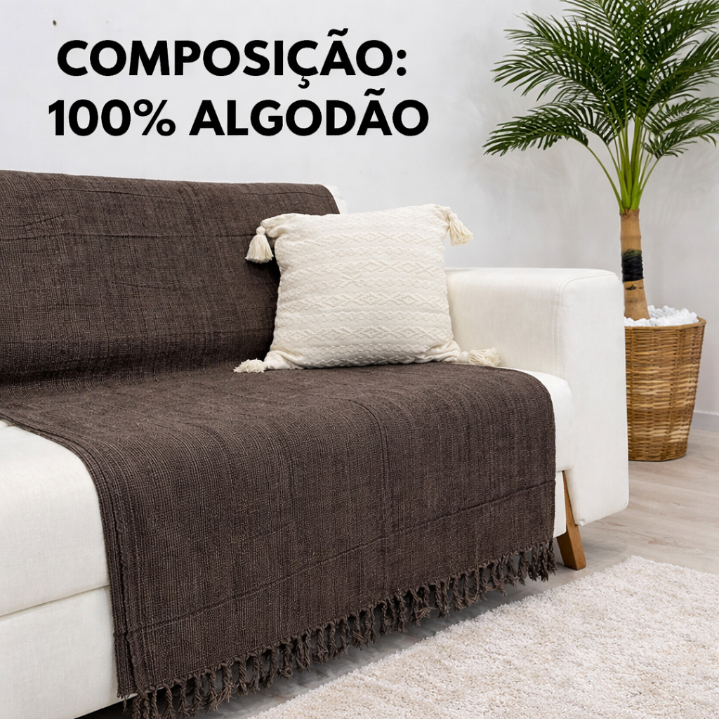 Manta Para Sofá ou Cama Luxo Gigante 210x120 Tipo Capa de Sofá Protetora 100% Algodão Decorativa