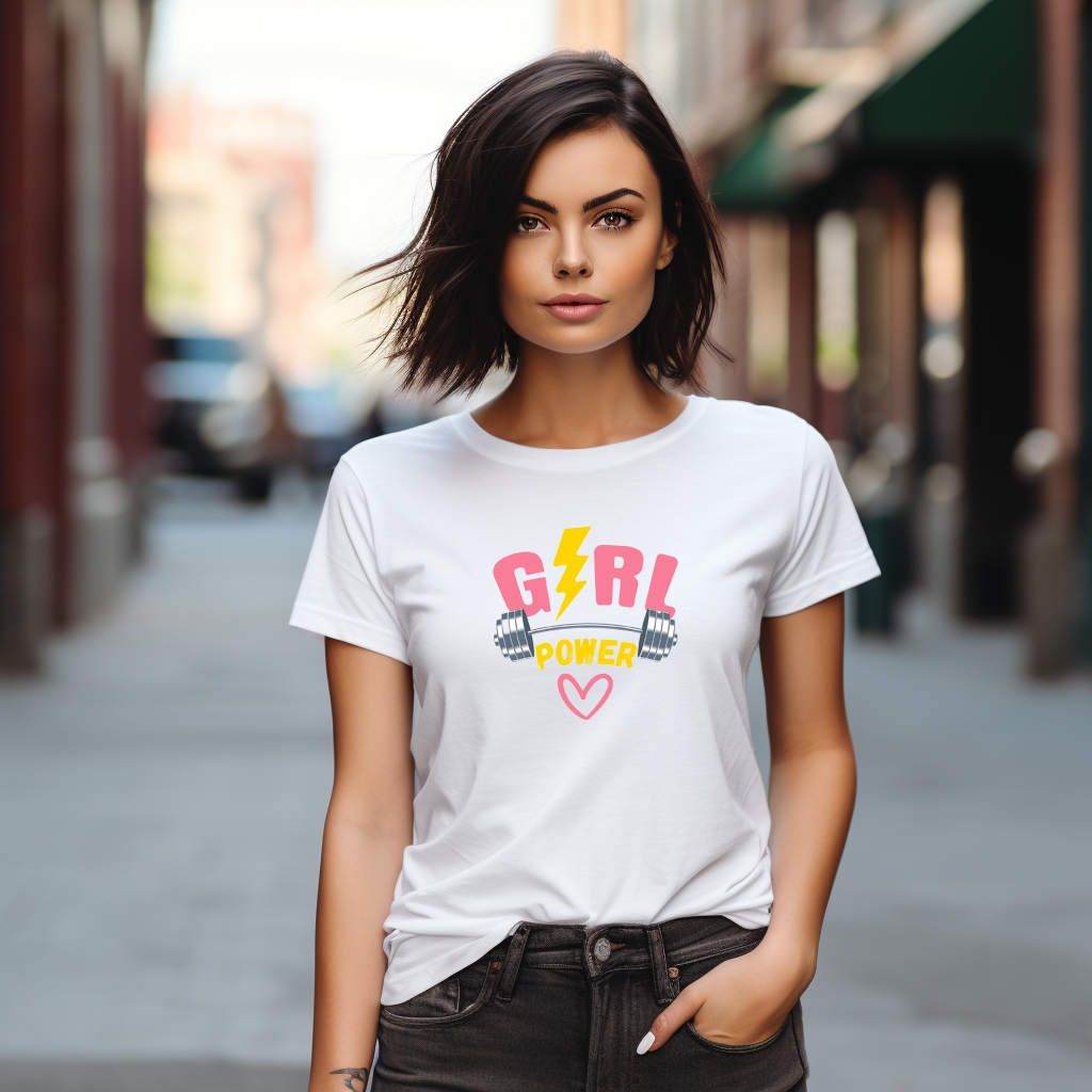 Camiseta Feminina Babylook Estampada Frase Girl Power Moderna Confortavel Academia Fitness 100% Algodão