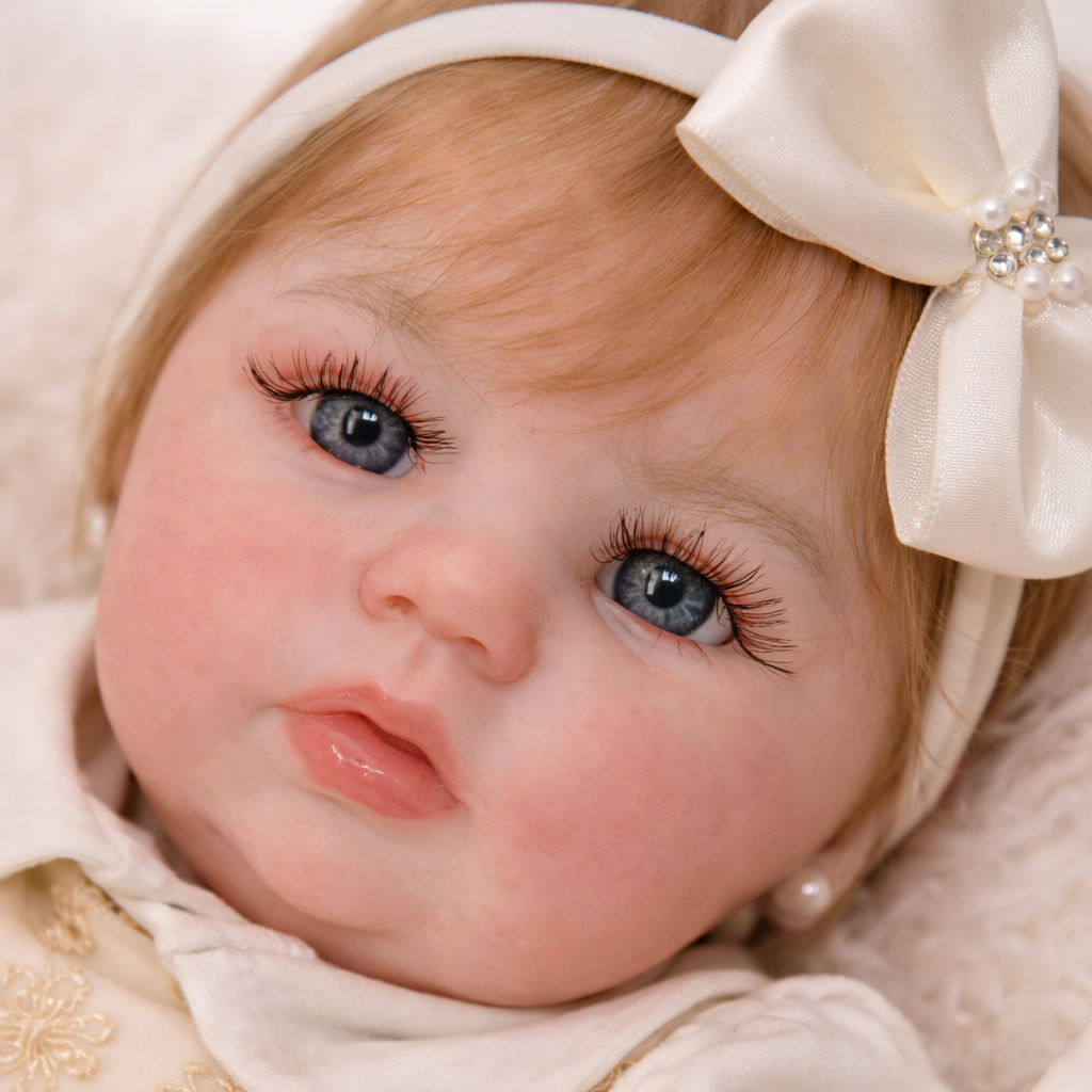 Bebê Reborn Loira Kit Abigail Corpinho Especial para Banho Cabelo Fio a Fio