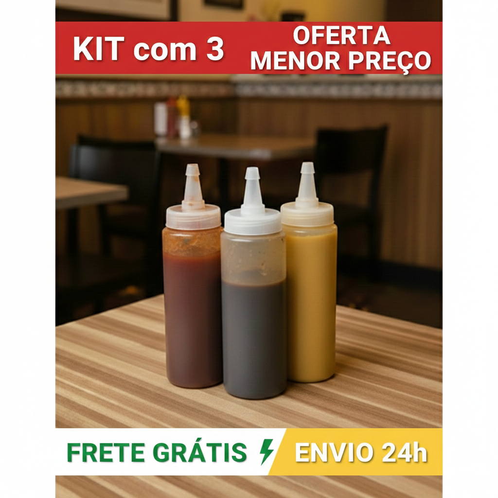 kit 3 BISNAGA PARA MOLHOS KETCHUP  MAIONESE MOSTARDE 200ml PROFISSIONAL em Oferta na Shopee