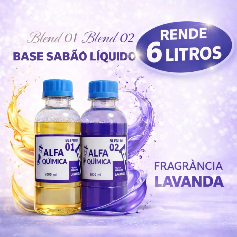 BLEND BASE SABÃO LÍQUIDO LILAS LAVANDA 2X200ML - RENDE 6 LITROS em Oferta na Shopee