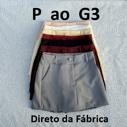 Short Saia em Alfaiataria Plus Size Feminina – Look Moderno, Confortável e Sofisticado com Botão em Oferta na Shopee