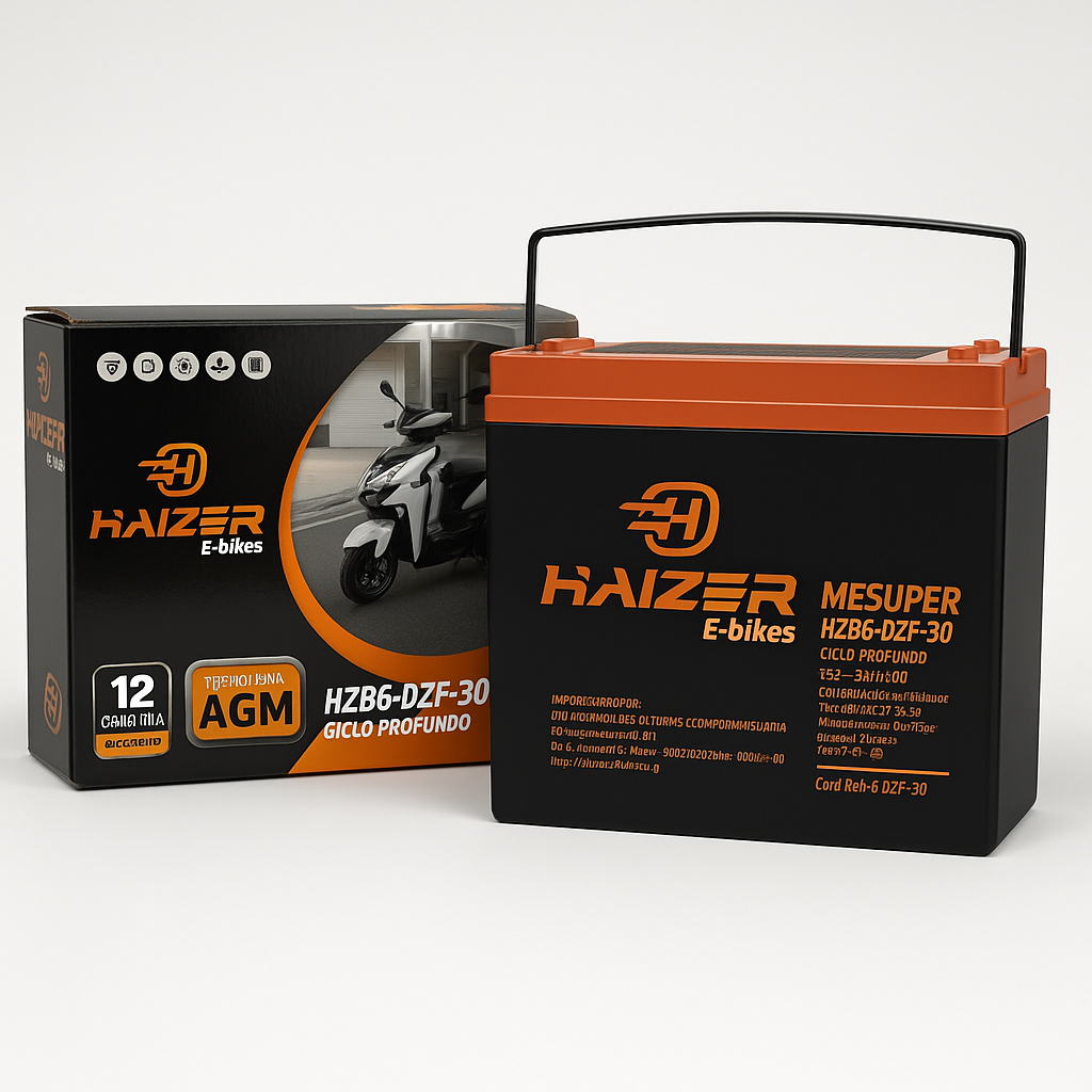 Bateria 30ah 12v Haizer Gel Vrla Bike Elétrica Patinete / Moto / Cadeira De Rodas HZB6-DZF-30