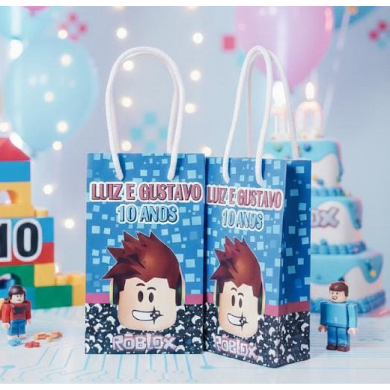 Sacolinha Surpresa Personalizada Lembrancinha de Aniversário Roblox Festa Infantil