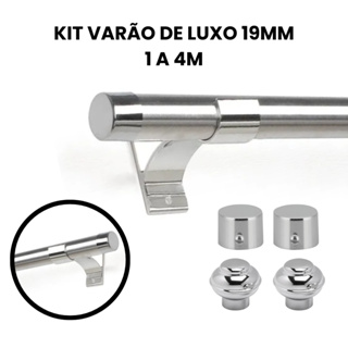 Kit 1 a 4m | Varão 19mm Luxo Simples para Varão Cortina de Alumínio em Oferta na Shopee