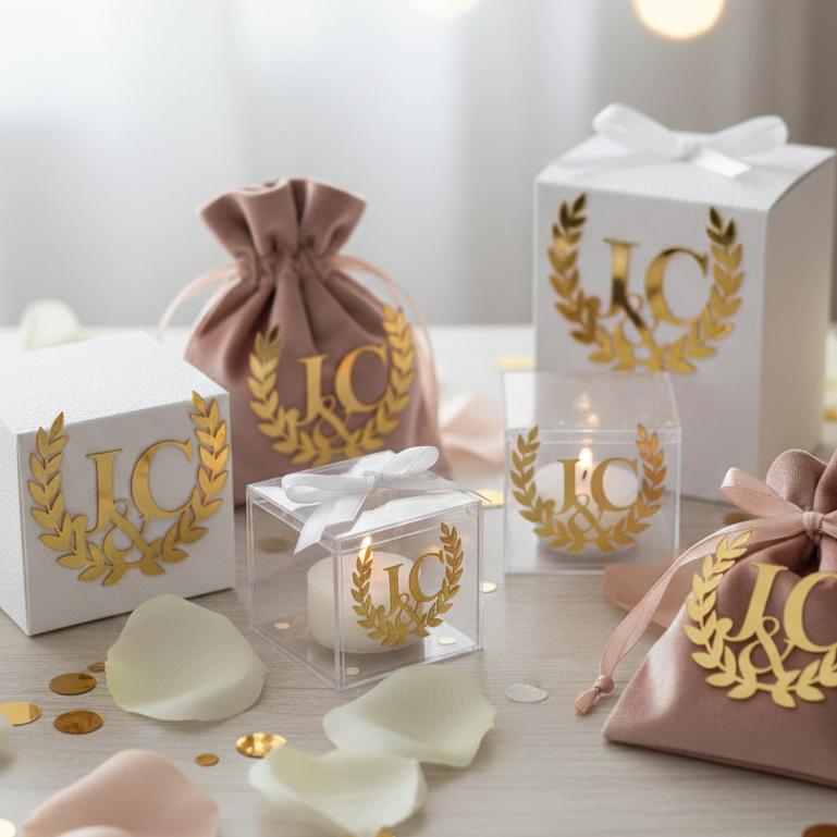 Kit Apliques Casamento Personalizado – Monograma dos Noivos em Luxo