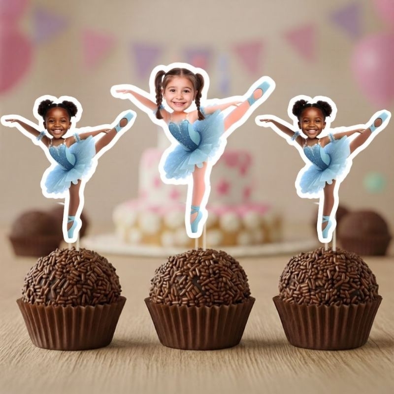 KIT TAGS TOPPERS BAILARINA AZUL PARA DOCINHO BRIGADEIRO TAG BAILARINA ROSTINHO PERSONALIZADOS BRIGADEIRO CUPCAKE ENFEITE