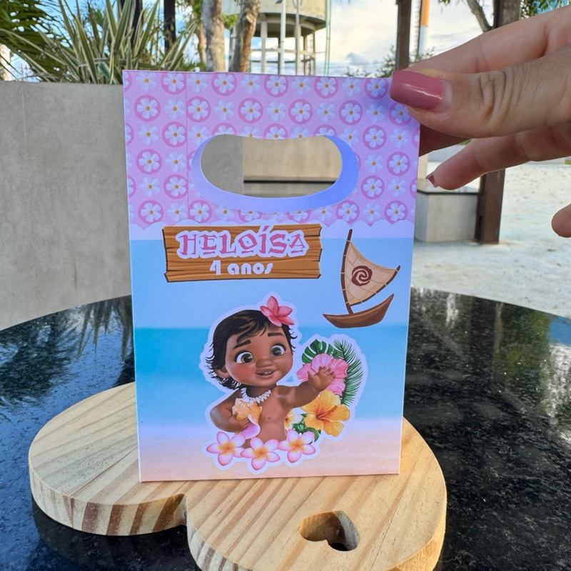 sacolinha personalizada Moana baby - PEGUE E MONTE - festa infantil - lembrancinha