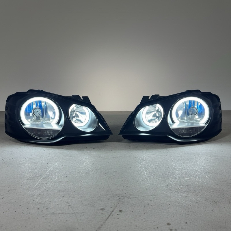 Par Farol VW Golf MK4.5 2008 a 2013 Angel Eyes Mascara Negra Novo