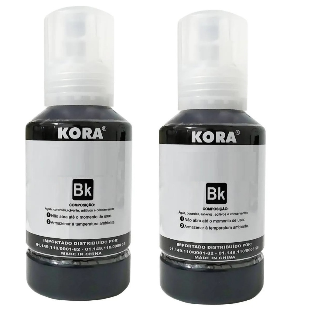 Kit 2 Refil Tinta Preto 127ml cada Corante Compatível Epson para L5190 L3210 L5290 L1250 L3250 L3150 L3110 Top