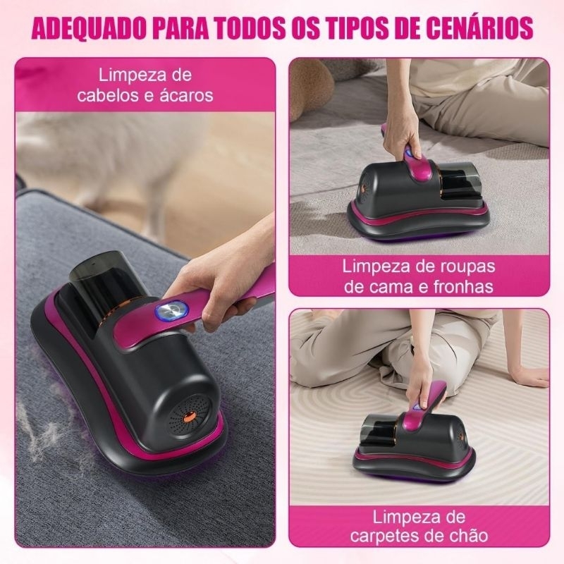 Aspirador Portátil sem fio Anti-Ácaro UV esterilização.