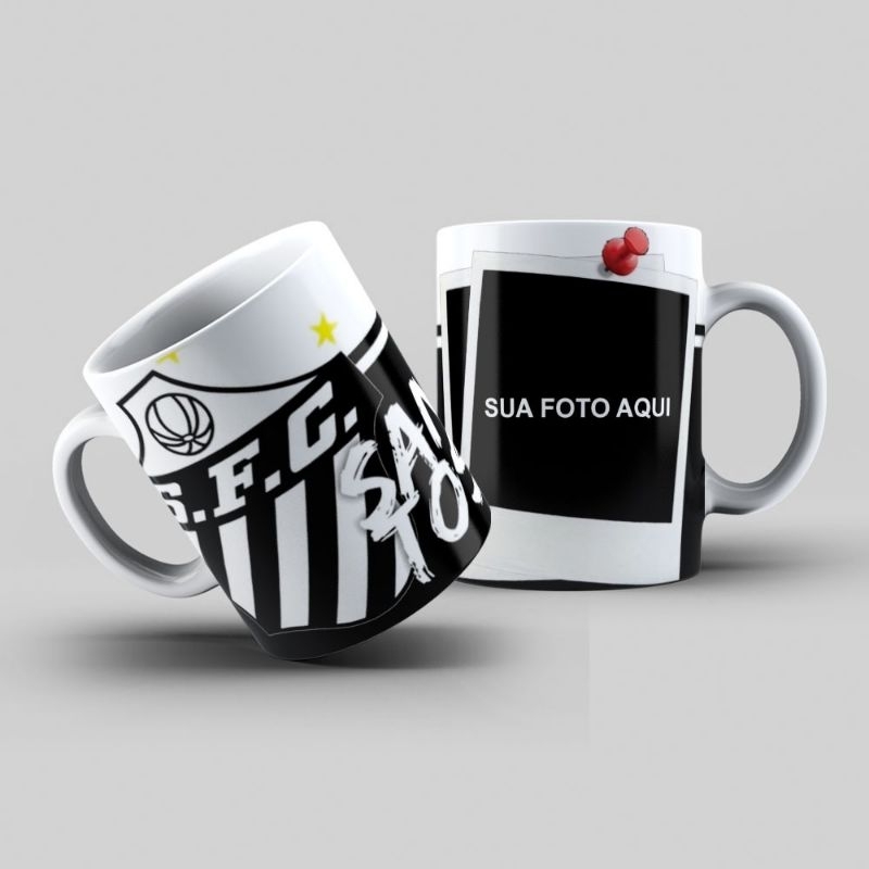 Caneca De Porcelana Personalizada Estampa Do Santos Com Sua Foto Xícara Perfeita Para Presente