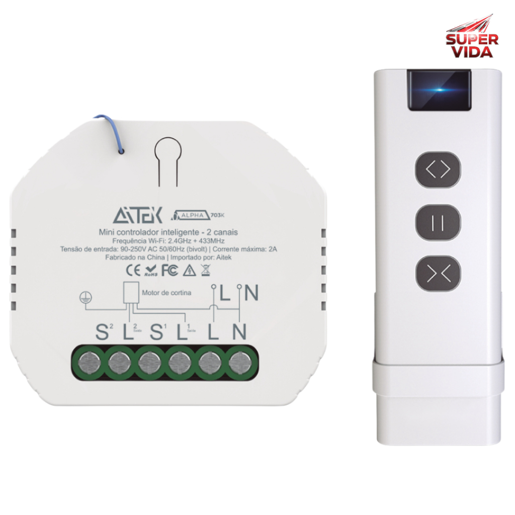Mini Controlador Inteligente Wifi-Controlador De 2 Canais Para Automação Residencial,App E Remoto