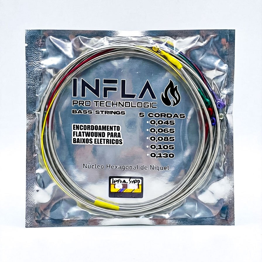 Encordoamento 5 cordas para Contra Baixo Liso Flatwound Infla Pro Tech CB5 Profissional