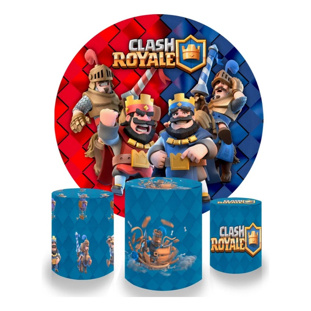 kit painel redondo + capa de cilindro tema jogo clash Royale PREMIUM