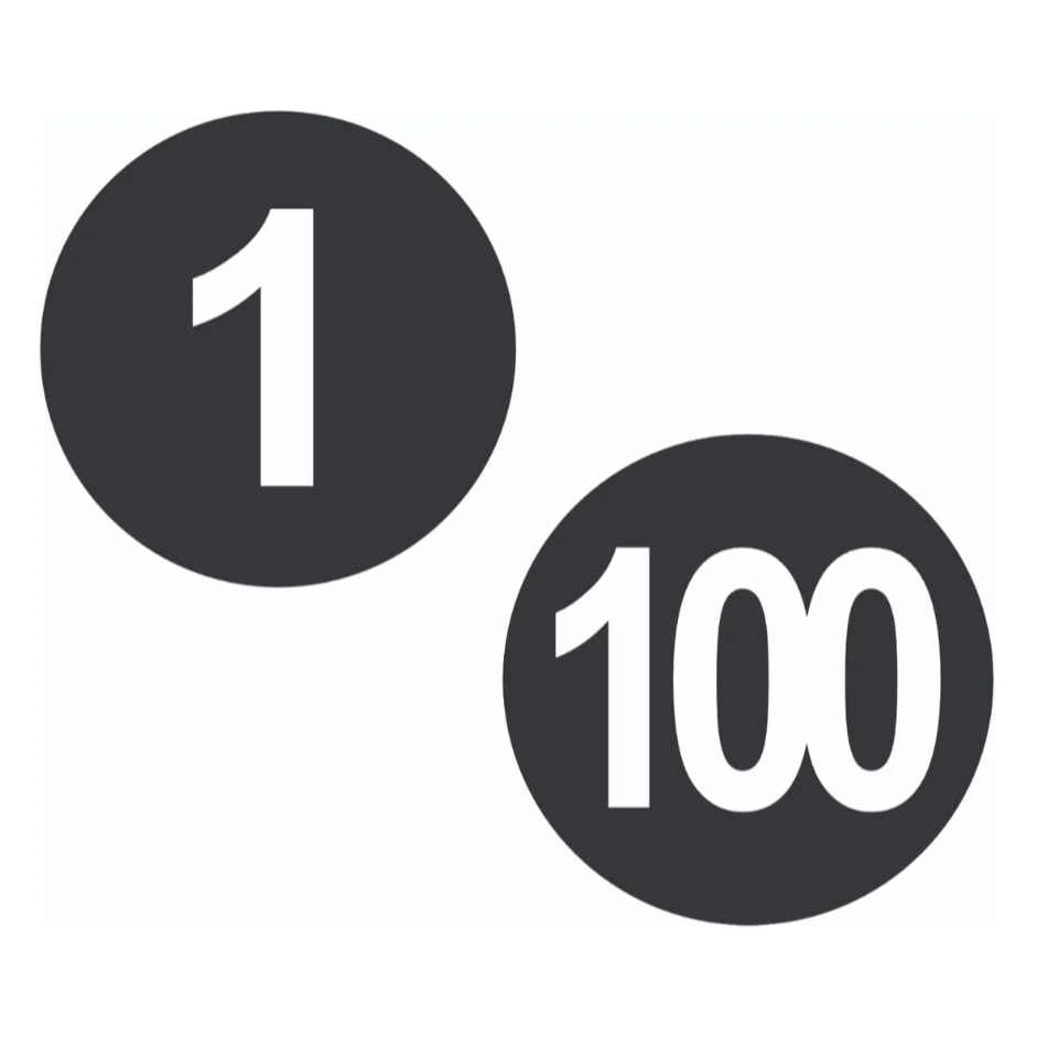 Adesivos Com Números 1 a 100 Redondo 2cm Preto - Carro Armário Mesa Vidro Parede