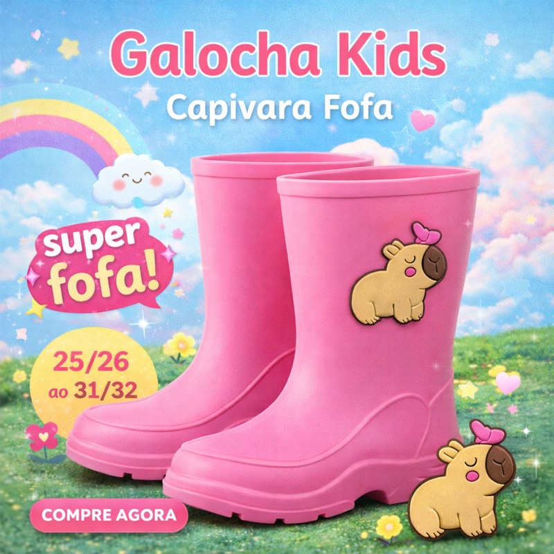 Galocha infantil Meninas Bota de chuva CAPIVARA ROÇA, SITIOS lançamento Ref.8