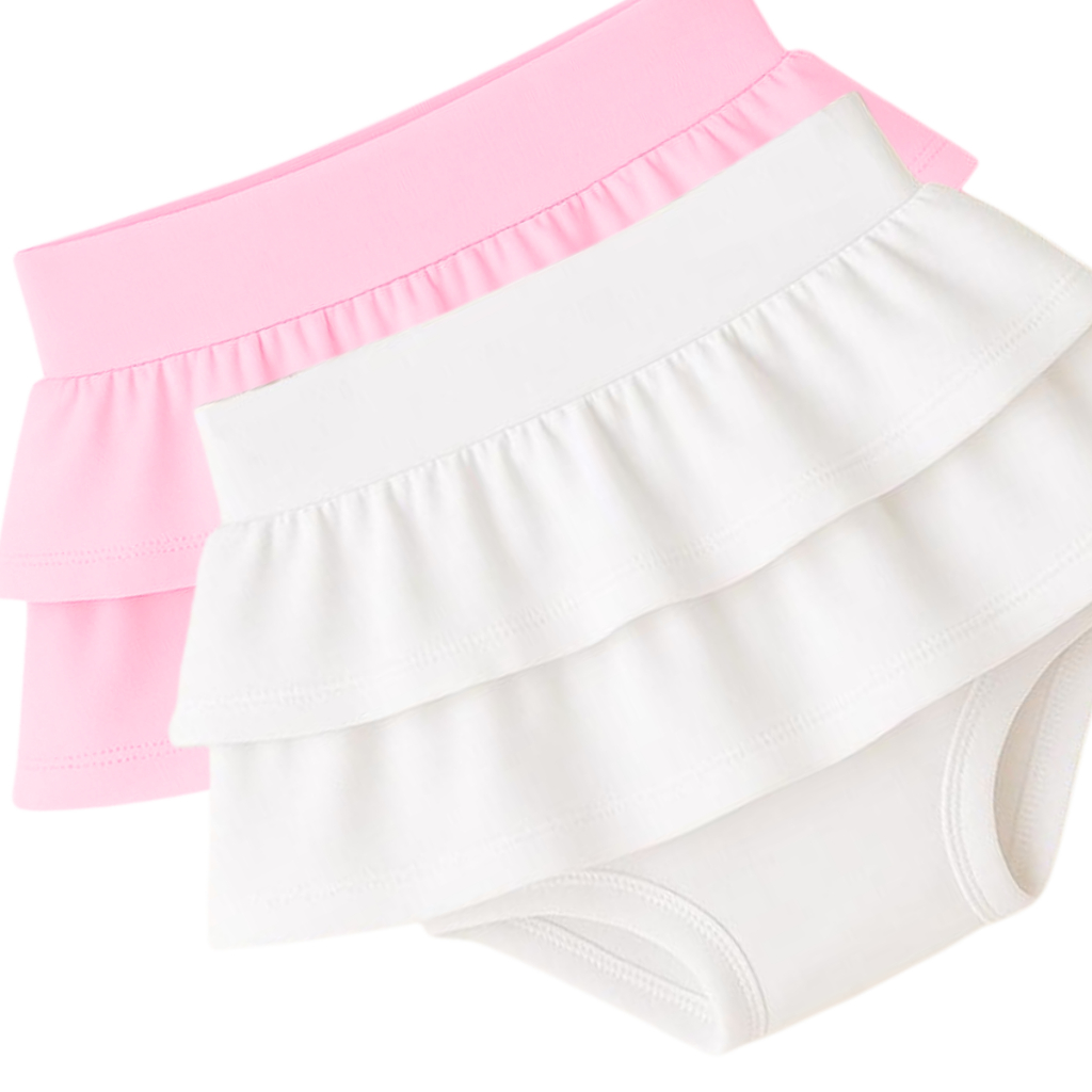 Kit 2 Saia Shorts de Bebê Tapa Fralda para Menina, Liso com Renda,Diversas Cores, Betty & Loren