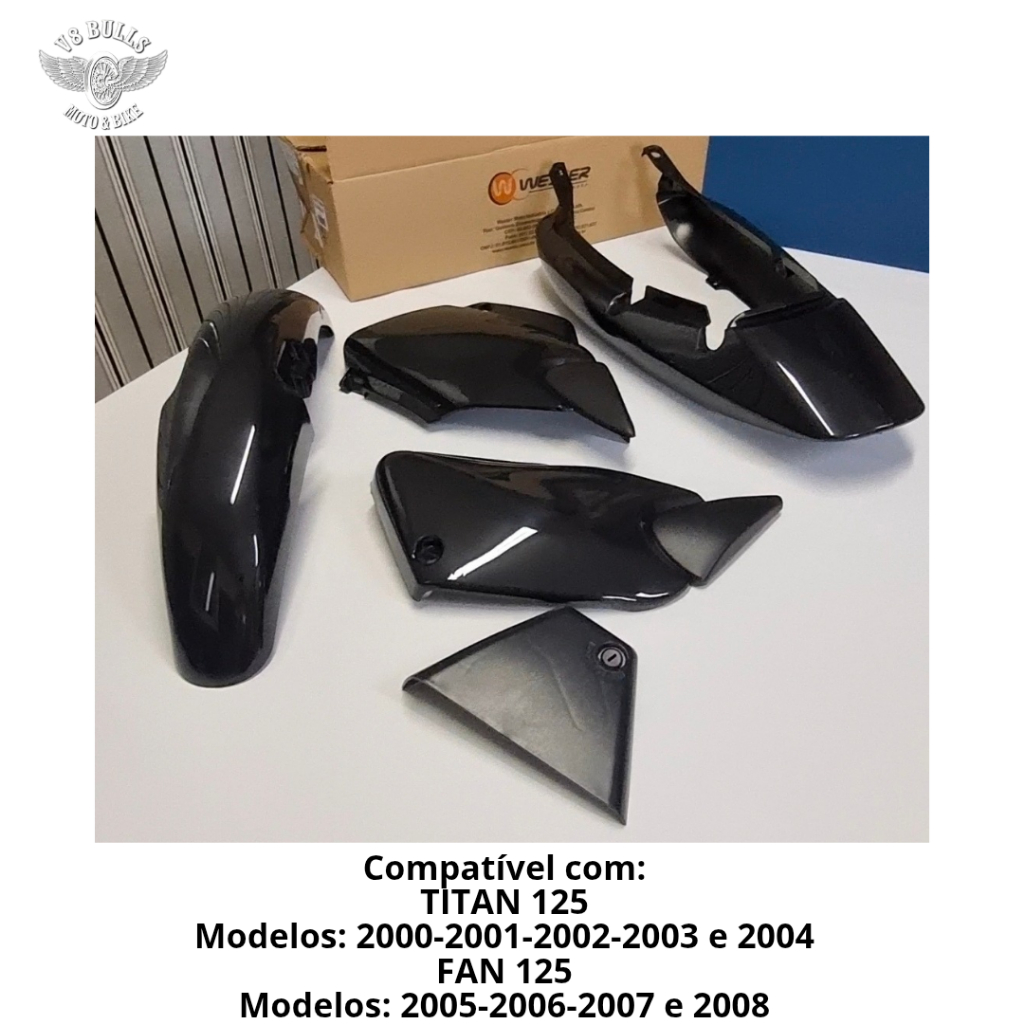 Kit carenagem Wester FAN 125 2005 a 2008 e TITAN 125 2000 a 2004 com tampa da cx de ferramentas