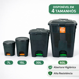 Lixeira Pedal Diversos Tamanhos 7 15 30 60 Litros Higiênica Resistente Reforçada Alta Durabilidade em Oferta na Shopee